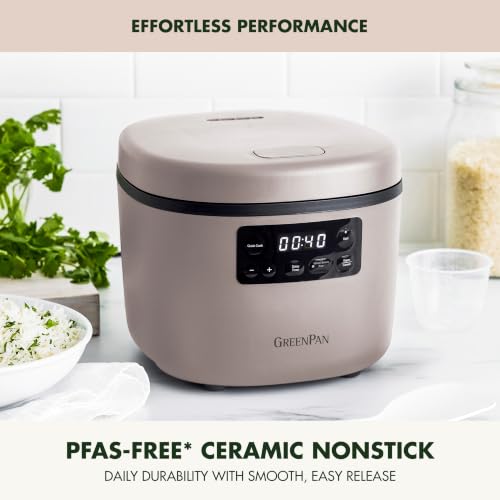 GreenPan Advanced Rice Cooker, 4-Cups Uncooked/8-Cups Cooked, Clay - Image 2