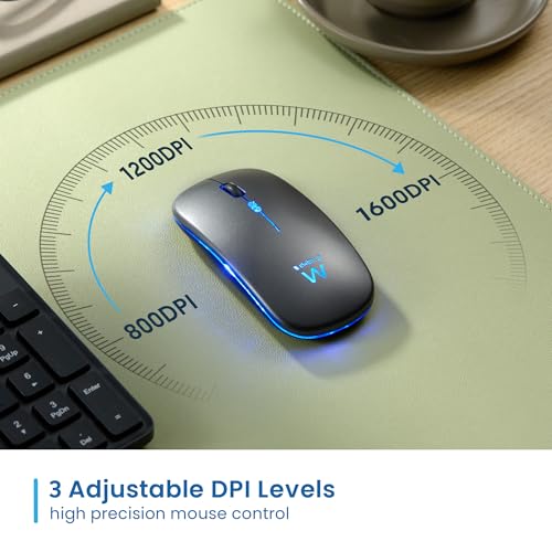 Ewent Mouse Wireless Ricaricabile Con Luci Rgb | Bluetooth 5.2 & 2.4 Ghz | Dpi Regolabile (800/1200/1600) | Pulsanti Silenziosi | Compatibile Con Windows, Mac, Ios, Android - 6