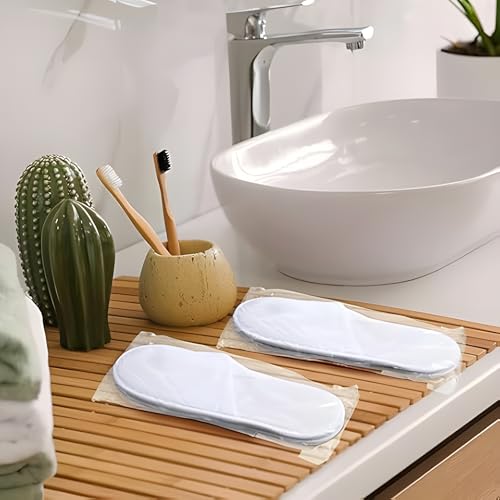 Image of White Disposable Slippers, Cotton Closed Toe Spa Slippers for Women and Men, Breathable Non-Slip Slippers for Hotel, Guests, Travel (Pack 1 Pairs)