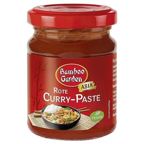 Bamboo Garden - Rote Currypaste | Scharfe Würzpaste aus natürlichen Zutaten | Würzige Schärfe für thailändische Curry-Gerichte | 125 g im Glas
