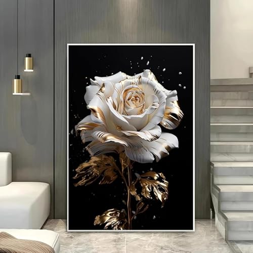 Toile murale moderne abstrait rose doré déco salon chambre 50x75cm - 4