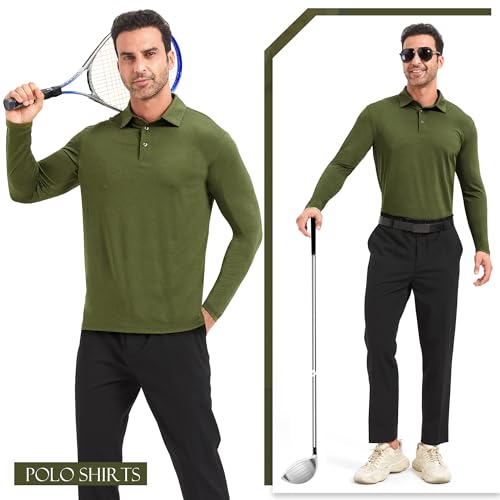 TVKSOM 5 Pack Polo Shirts for Men Long Sleeve Quick Dry Mens Polo Shirts Golf T Shirt Moisture Wicking Casual Workout3