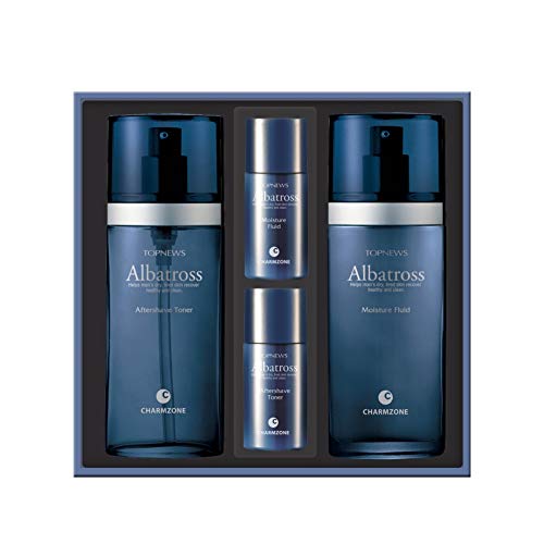 CHARMZONE Albatross Skincare for Men Aftershave Toner and Emulsion Set - Hydrating and Moisturizing Nourishing Gift Set with Travel Size Samples