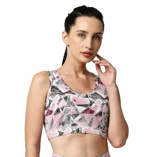 Image of SOIE Women's Medium Impact Quick Dry Padded Racerback Printed Athleisure Sports Bra