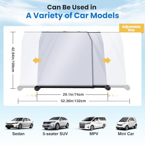 Epltion Auto Retractable Windshield Sun Shade | More Convenient | Sunshade | UV Protection | Compatible with Car SUV MPV | Fit for Camping Outdoor (Not Fit Truck)