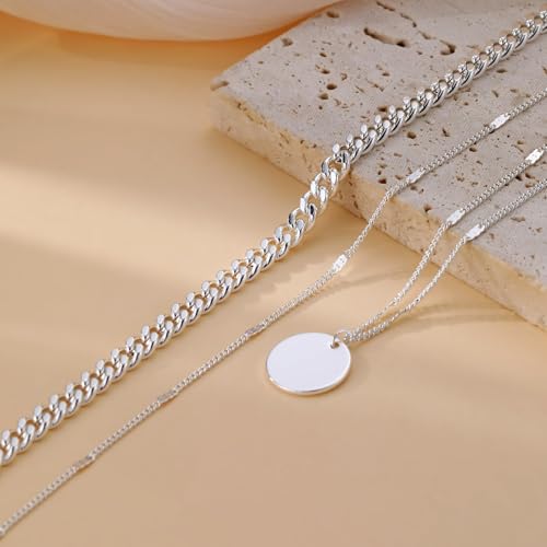 Tasiso Silver Necklaces for Women - Stackable Stack Sterling Silver Choker Necklaces for Women Trendy Layered Necklace Set Jewelry for Women 5