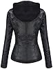 Tanming Womens Faux Leather Jacket Hooded Moto Bik... #1