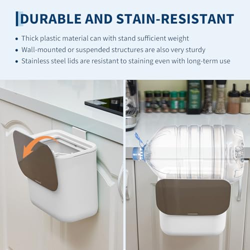 Caneca colgante para basura 1.8 gal/7L con tapa acero inox miniatura 3