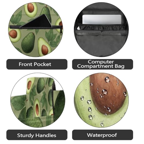 Mochila de aguacate para laptop de 15.6 pulgadas unisex 5