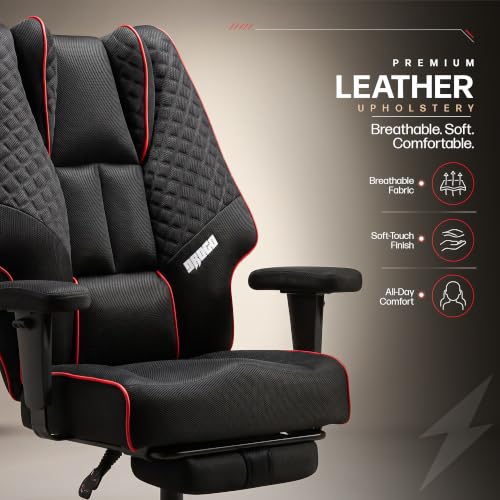 Image of DROGO Majestic Ergonomic Office Chair for Work & Home 400LBS | Big and Tall Boss Chair for Office with High Cushion, Lumbar Support, Padded Armrest, 135 Recline & Footrest,1 Yr Warranty (Black&Red)
