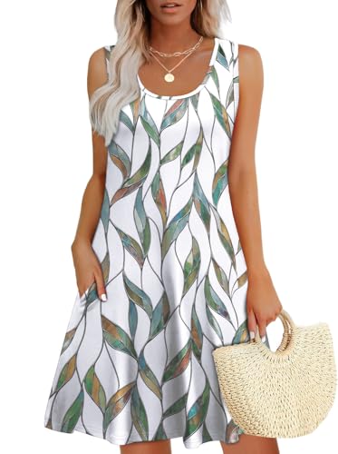 WEESO Summer Dresses for Women 2025 Trendy Tank Sleeveless Dress Sundresses with Pockets Teacher...