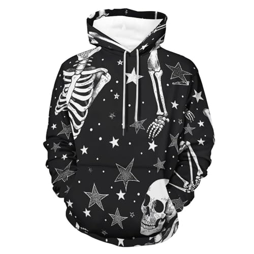 Hoodie squelette étoile blanche idéal pour vos sorties urbaines décontractées