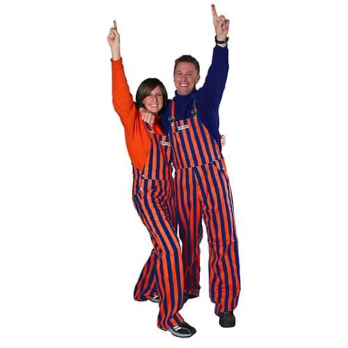 Game Bibs Royal Blue & Orange Adult Striped Game Day Overalls for Men and Women - Sporting Event and Tailgating Attire