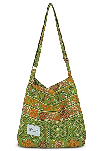Image of Hobo Crossbody Bag for Women - Large Cotton Tote Shoulder Purse | Adjustable Strap