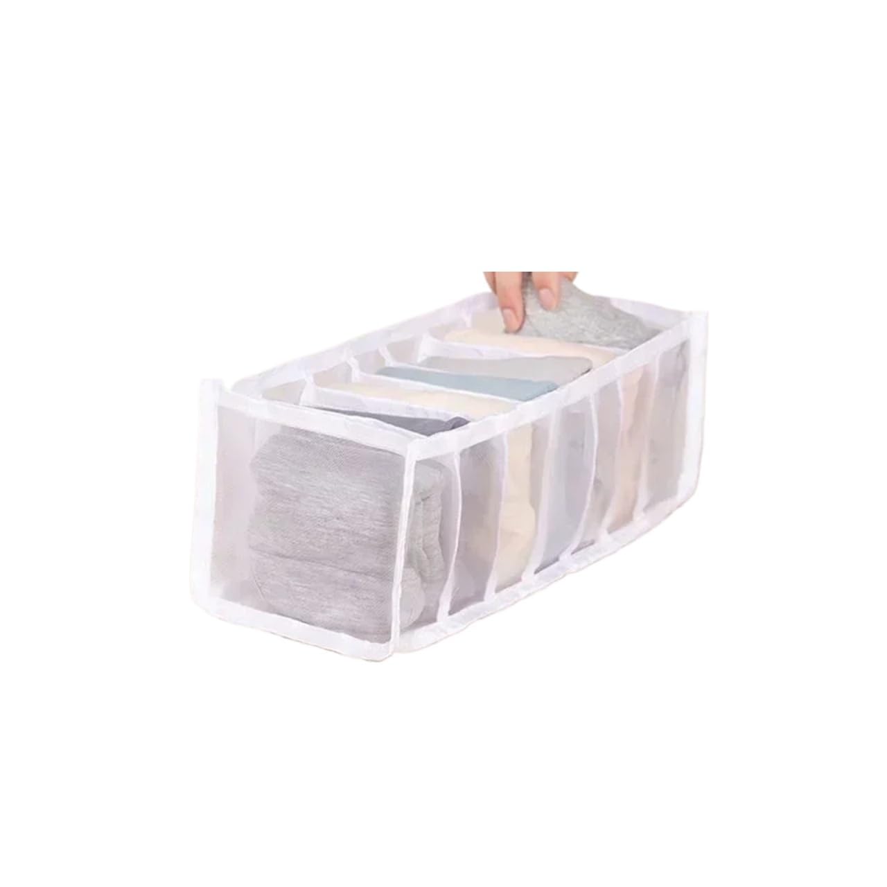 MKLHAVB Underwear Drawer Organizer Storage Box Foldable Closet Organizers Divider For Underpants Socks Bra Boxes(Pure white 7 grids)