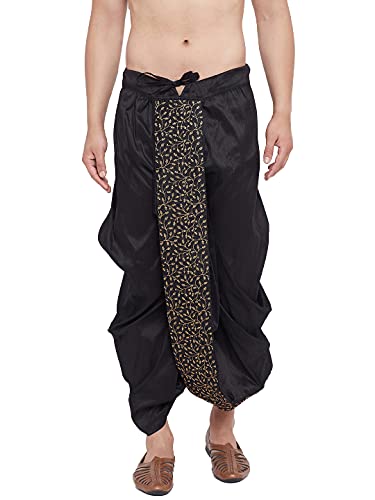 Vastramay Men's Cream Silk Blend Embroidered Dhoti Ready-to-Wear ...