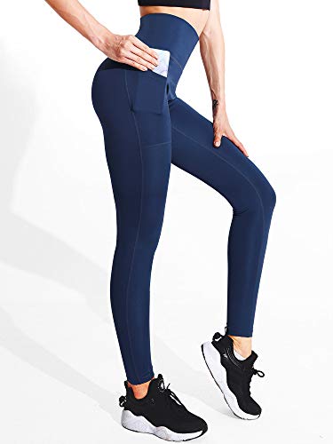 Neleus Women's Yoga Pants Tummy Control High Waist Running Workout Leggings,3 Pack,Black/Grey/Navy Blue,Us M,Eu L #TOP3