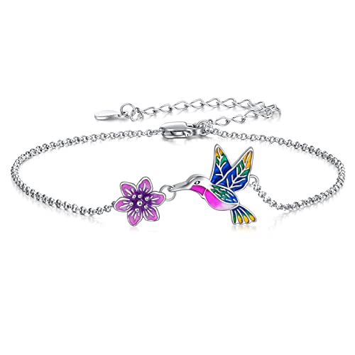Image of YAFEINI Anklet Bracelets for Women Girls Sterling Silver Hummingbird /Dragonfly /Butterfly Link Chain Anklets Jewelry Gifts