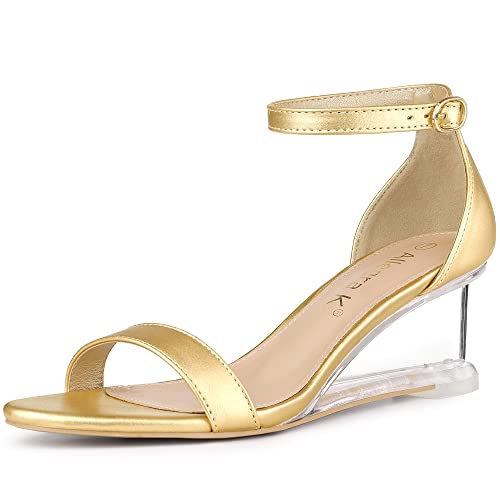 Allegra K Women's Clear Wedges Ankle Strap Transparent Wedge Heel Sandals