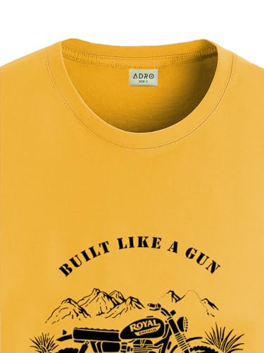 Image of ADRO Men's Royal Bike Design Printed 100% Cotton T-Shirt - Regular Fit, Printed T-Shirts for Men
