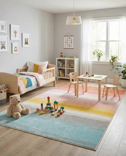 Rugs.com Whimsy Kids Collection Rug – 7x10 Multi Medium-Pile Rug Perfect for Bedrooms, Dining Rooms, Living Rooms