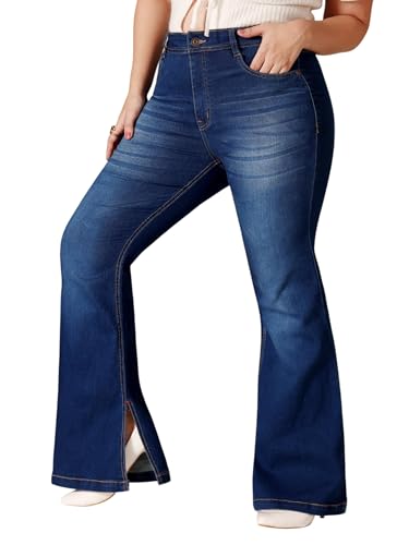 Image of Miss Chase A+ Women's Wide Leg Bootcut High Rise Stretchable Denim Jeans | Also Available in Plus Sizes | Sizes 26-44