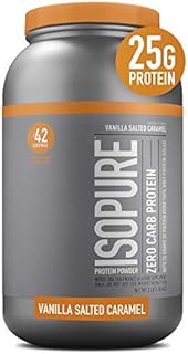 Isopure Zero Carb, Vitamin C and Zinc for Immune Support, 25g Protein, Keto Friendly Protein Powder, 100% Whey Protein Isolate, Flavor: Vanilla Salted Caramel, 3 Pounds (Packaging May Vary)