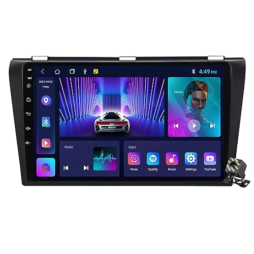 [Lettore multimediale per auto multifunzione] Sistema autoradio multifunzione, Bluetooth 5.0 integrato supporta chiamate in vivavoce, download della rubrica e riproduzione di musica, microfono integrato, rende la chiamata più chiara, l'autoradio supporta anche la radio AM/FM /controllo del volante/schermo diviso/USB/uscita video/uscite audio/RDS/DSP/Camera DVR (opzionale)/OBD2 (opzionale)/DAB+ (opzionale)/TPMS (opzionale)/Telecamera posteriore (regalo)