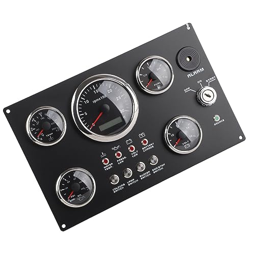 Boat Instrument Panel, 5 Gauge Set Proof 0.0 to 99999.9H Boat Dash Instrument Panel for 12V Yacht