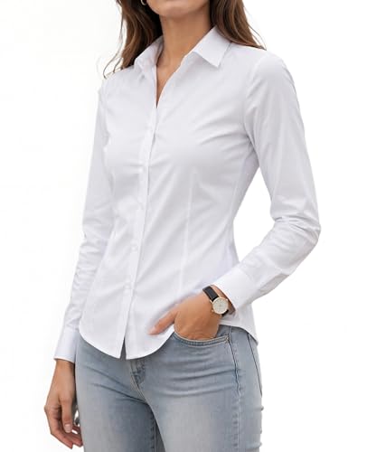 Beninos Women's White Button Down Shirts Elegant Office Dress Shirt Blouse (680 White, XS) at Amazon Women's Clothing store Beninos Women's White Button Down Shirts Elegant Office Dress Shirt Blouse (680 White, XS) at Amazon Women's Clothing store
