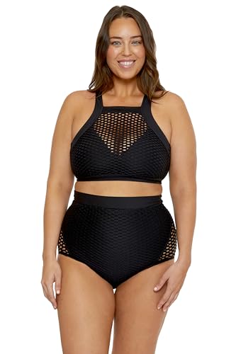 Women's Castaway Plus Size High Waisted Bikini Bottom, Full Coverage, Swimwear Separates4