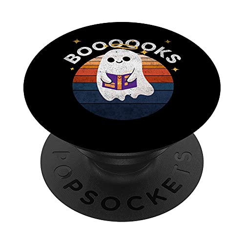 Boooooks Halloween Ghost Reading Book For Teacher & Student PopSockets PopGrip Intercambiabile