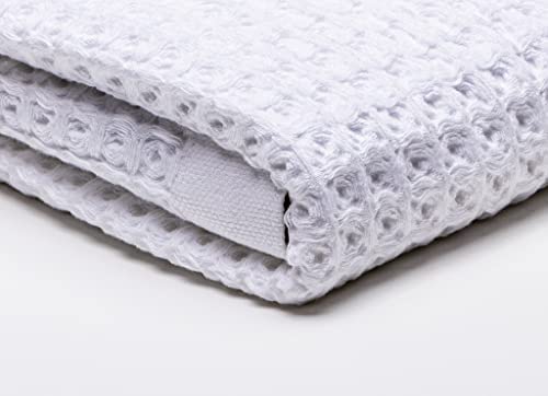 Sutera - Silverthread Waffle Towel California - Grown Pima Cotton, Quick Drying, Ultra Soft, Lightweight And Absorbent - Waffle Weave Design - Luxury Towel (Bath, White) 31" X 57" #TOP5