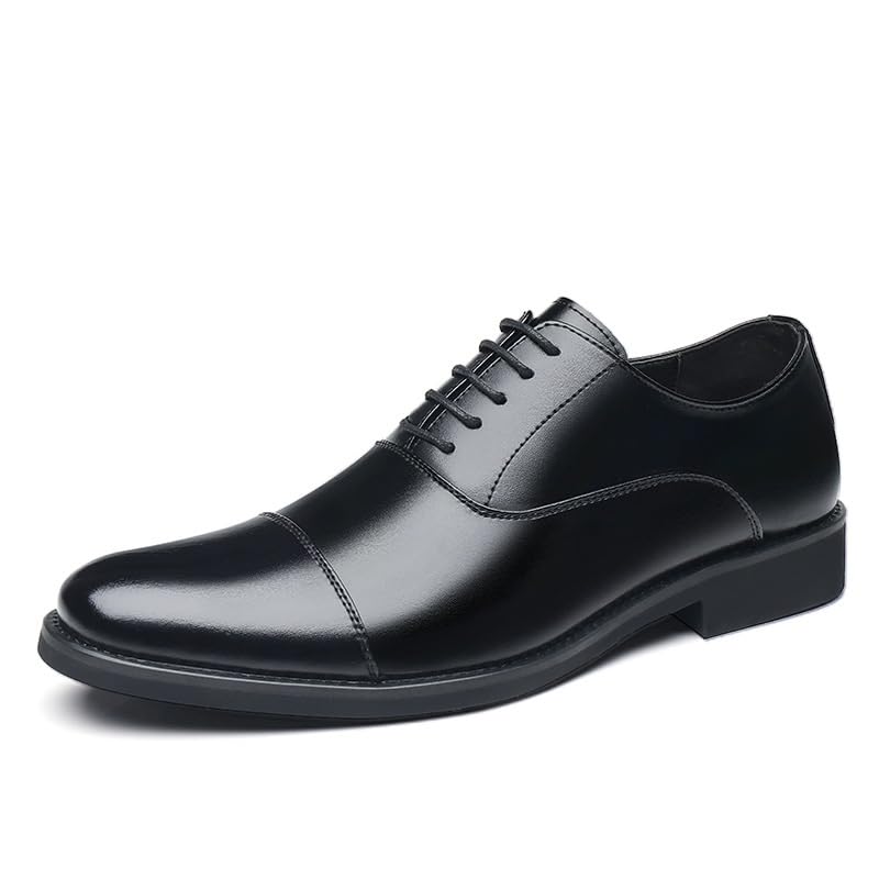 Men's Classic Patent Leather Oxford Shoes Formal Pointed Lace Up Casual Business Suit Tuxedo Shoes Non Slip Casual Business Work Formal Shoes(7.5)