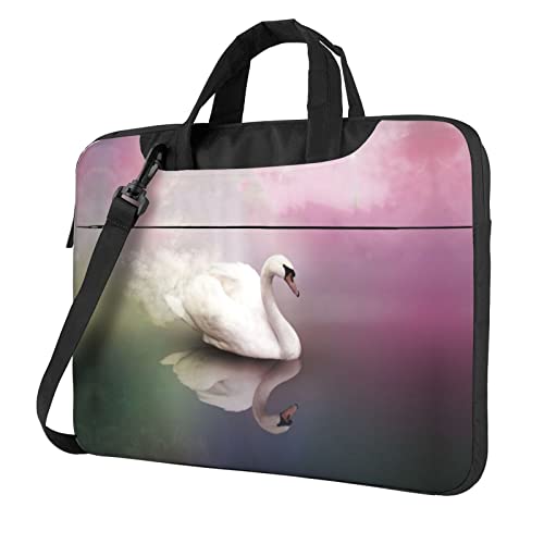 Sacoche à bandoulière pour ordinateur portable 13-14 pouces motif cygne et étoiles