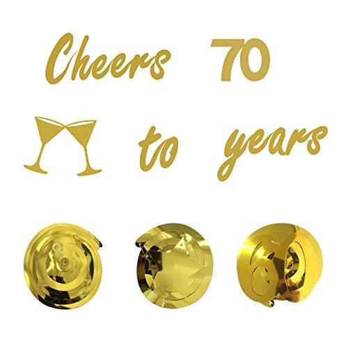 Tuoyi Gold 70th Birthday Party Decorations KIT - Cheers to 70 Years Banner, Sparkling Celebration 70 Hanging Swirls, Perfect 70 Years Old Party Supplies 70th Anniversary Decorations