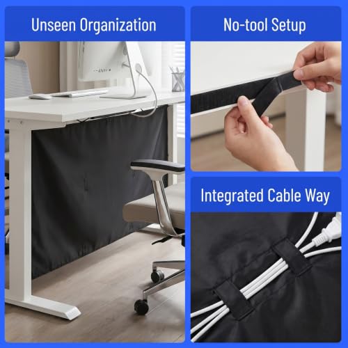 Ocultador de cables para estación de trabajo panel adhesivo para eliminar desorden de mesa 6