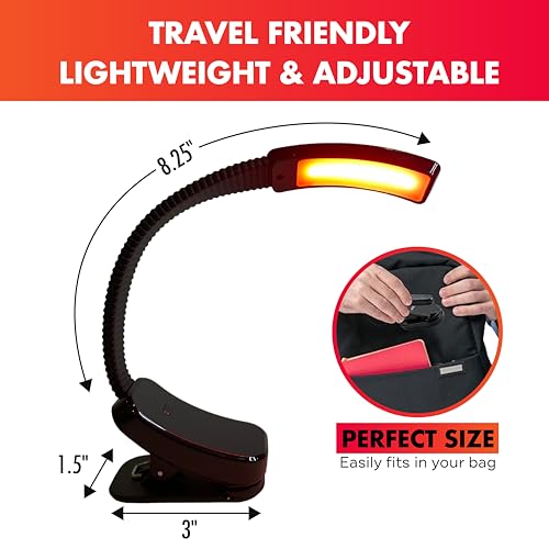 Image of Mito Red Light - Flex Reader - Red Light Book Lights for Reading at Night - Portable, Rechargeable Book Light Clip On with 360 Gooseneck - Reading Lights for Books in Bed
