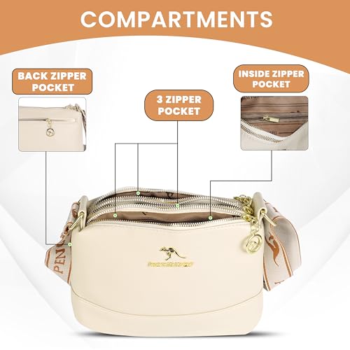 Image of Storite PU Leather Sling Bag, Crossbody Bag with Multi-Compartment for Women and Girls With Adjustable Shoulder Strap -(25x16x9 cm)