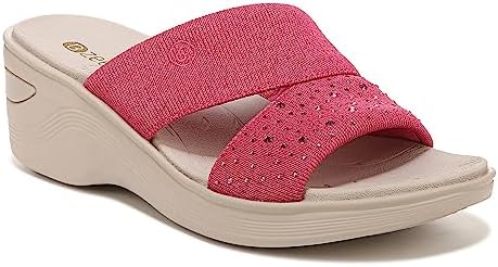 BZees Womens Dynasty Bright Wedge Sandal Paradise Pink Sparkle Knit 8 M | Image 3