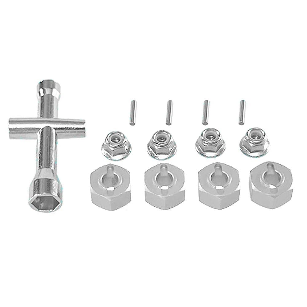 EGRMZ 1/14 14210 1/16 Remote Control Car Wheel Hex Set M4 Nut Parts Compatible With RC Car Models 1 16 Scale Models(SILVER)