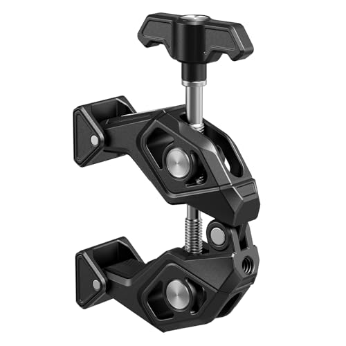 SMALLRIG Crab-Shaped Super Clamp with Swivel Tip & 1/4-20 Expansion Holes Max Clamping 50mm (2) for Camera Mounts Tripod Accessories Round Tube/Flat Surface 5319