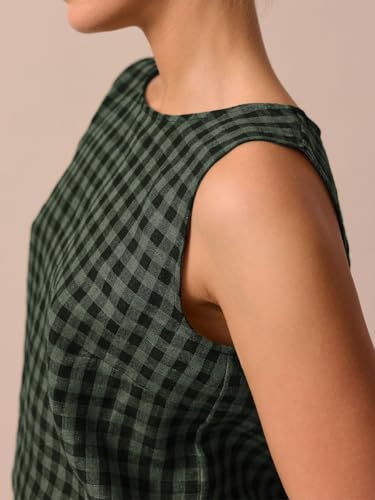 Image of Womens 2 Piece Lounge Sets Cotton Plaid Crop Top High Waisted Baggy Ankle Barrel Pants Gingham Matching Set