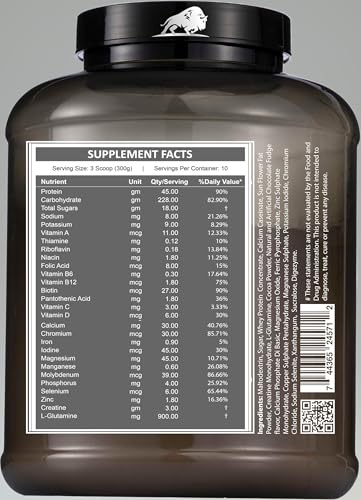 Image of Byson Nutrition Mountain Ultimate Mass Gainer | Premium Lean Gainer | High Calorie Drink | Bulk Weight Gain | 1116 Calories | 45g Protein | 3g Creatine | 900mg Glutamine (7lbs, Americano Cafe Mocha)
