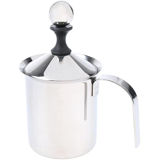 ATORSE Manual Foam Maker Milk Frother Stainless Steel Hand Foamer Double Mesh 400Ml