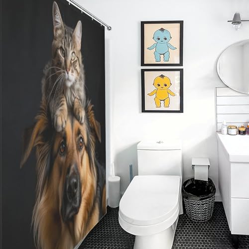 Rideau de douche chien tissu lavable 140x183cm imperméable douche