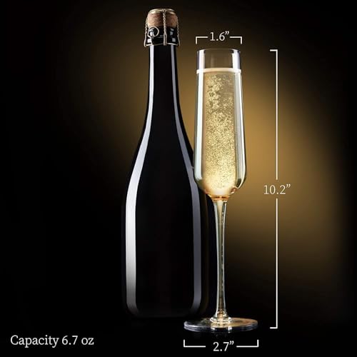 Image of 250 ML Elegant and Stylish Long Stem Champagne Flutes | Crystal Champagne Premium Glass, Unique Wine Glass 250ml (Set of 04)
