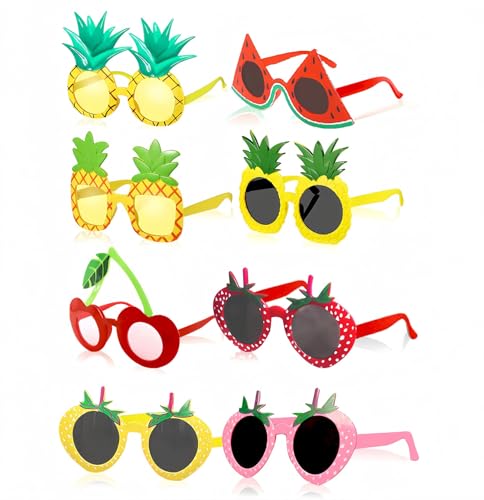 HIPIHOM 8Pcs Fruit Eyeglasses Luau Party Sunglasses Funny Sunglasses Dress Props for Hawaiian Beach...