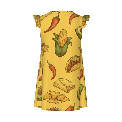 Flutter Sleeve Nightgown Pajama Gown Mexican Taco Avocado Pattern Easy Pull-On Sleepwear Nightdress2