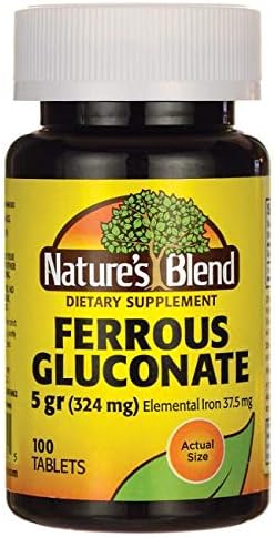 Nature's Blend Ferrous Gluconate 5 gr (324 mg), 100 count - Pack of 4